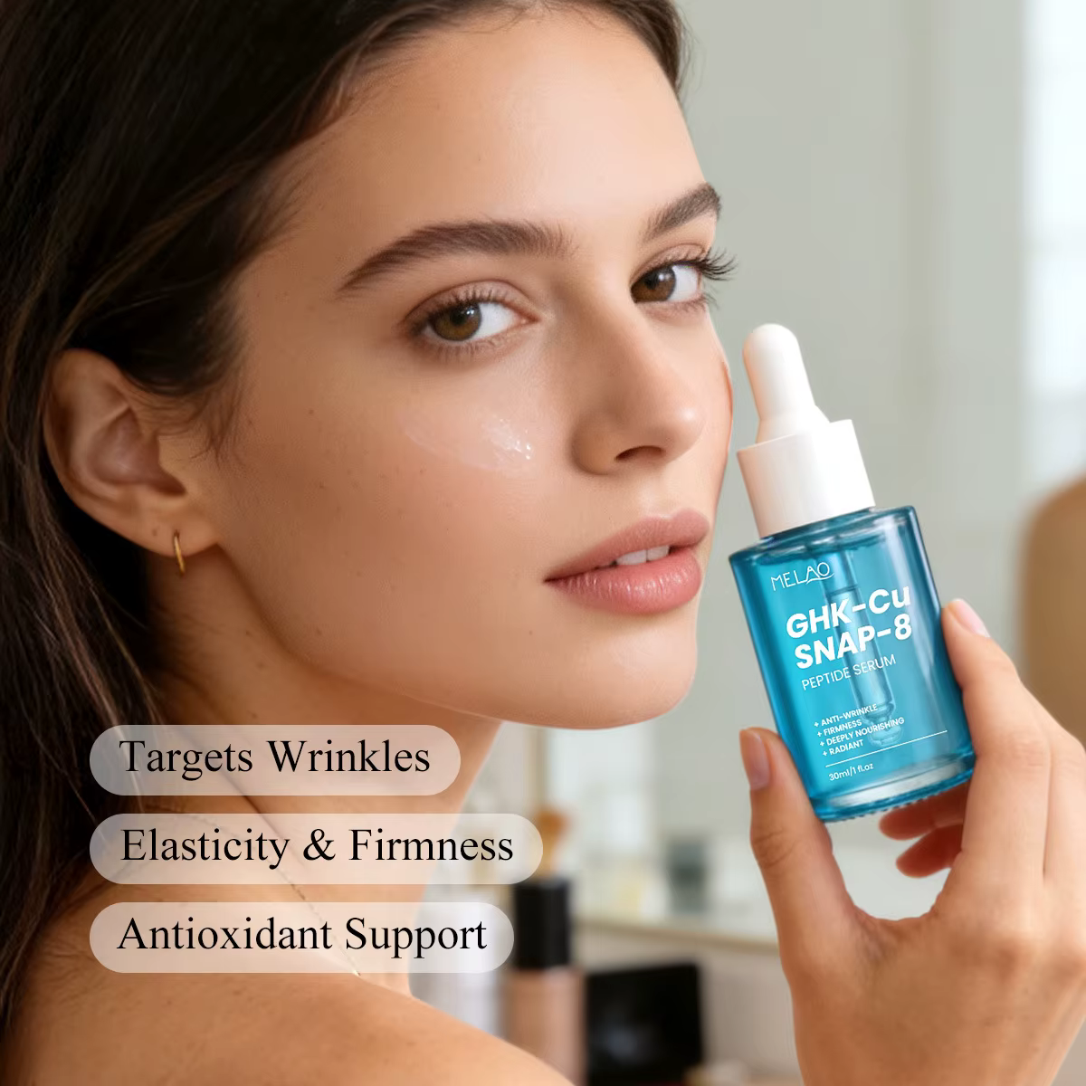 Sérum facial aux peptides de cuivre GHK-Cu avec SNAP-8 pour les ridules