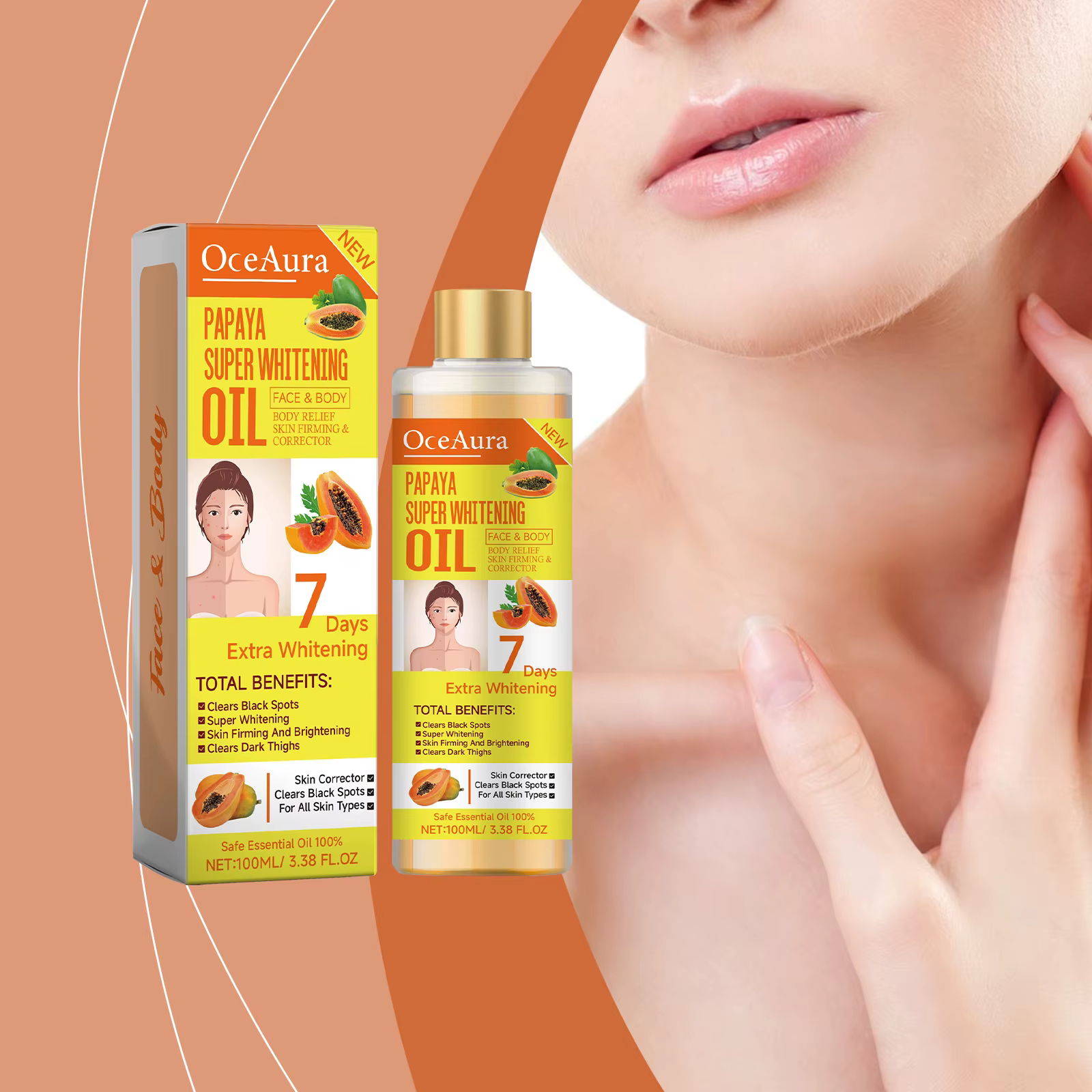 OCEAURA Papaye huile Super blanchissante visage et corps hydratant nourrissant blanchissant