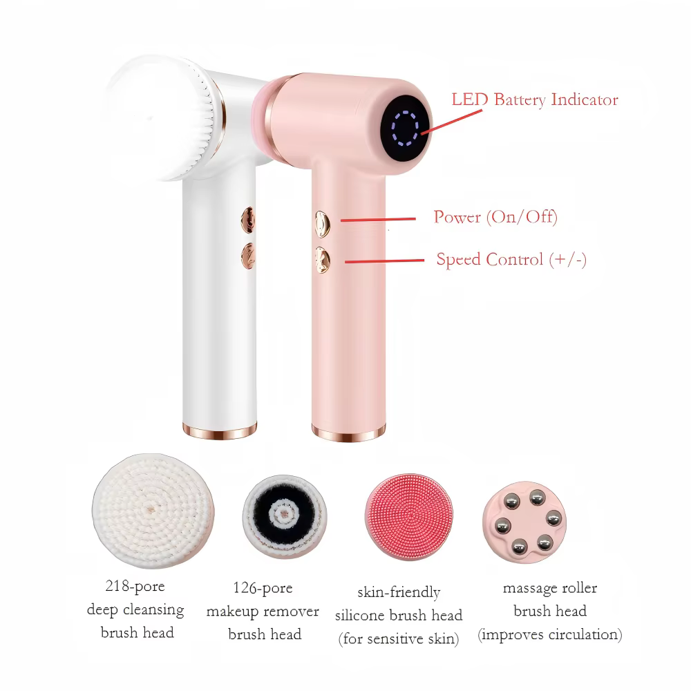 Brosse électrique de nettoyage du visage 4 en 1