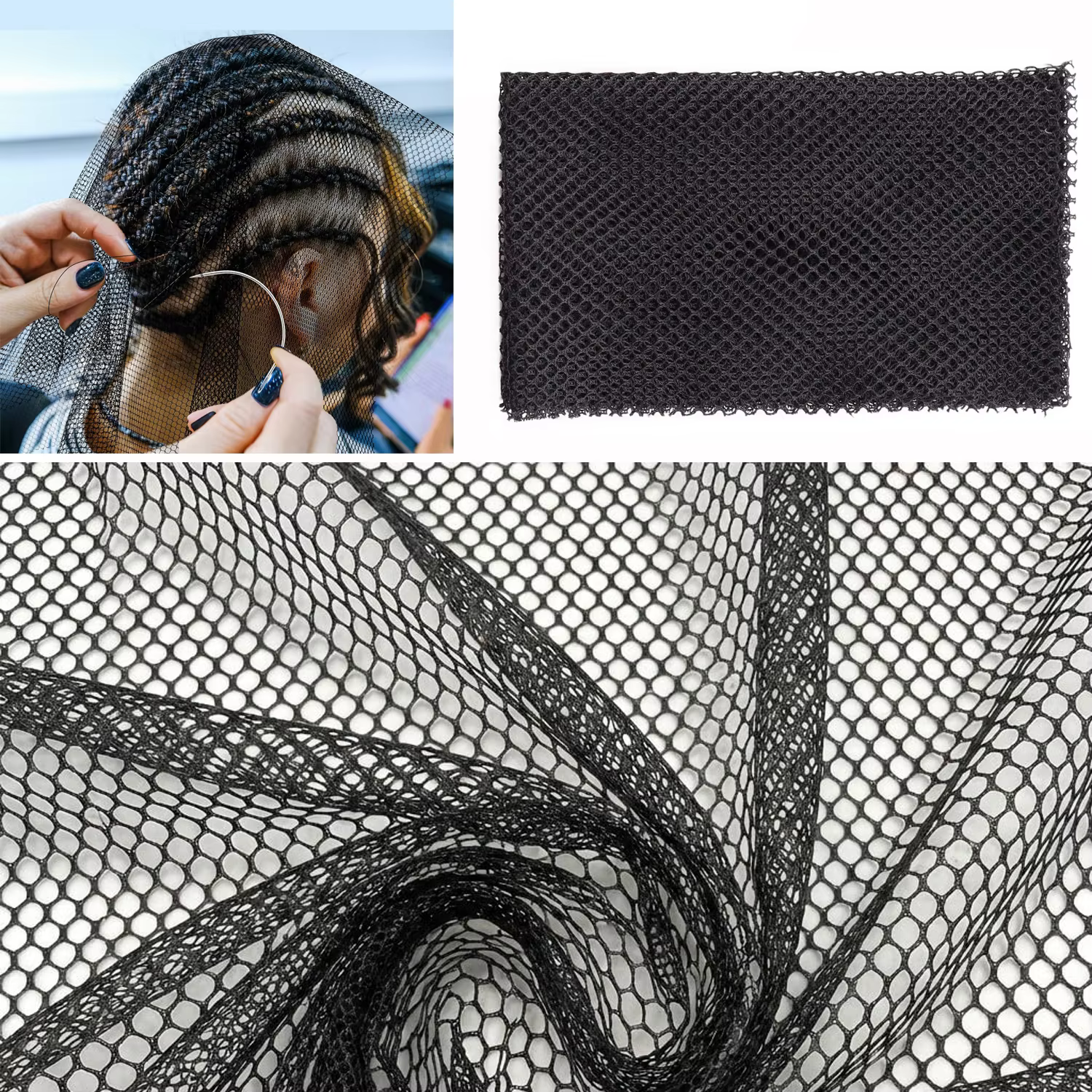 1/3 pièces/lot Filets à cheveux noirs pour femmes, en dentelle extensible, pour tissage de cheveux et extensions, disponibles en ligne