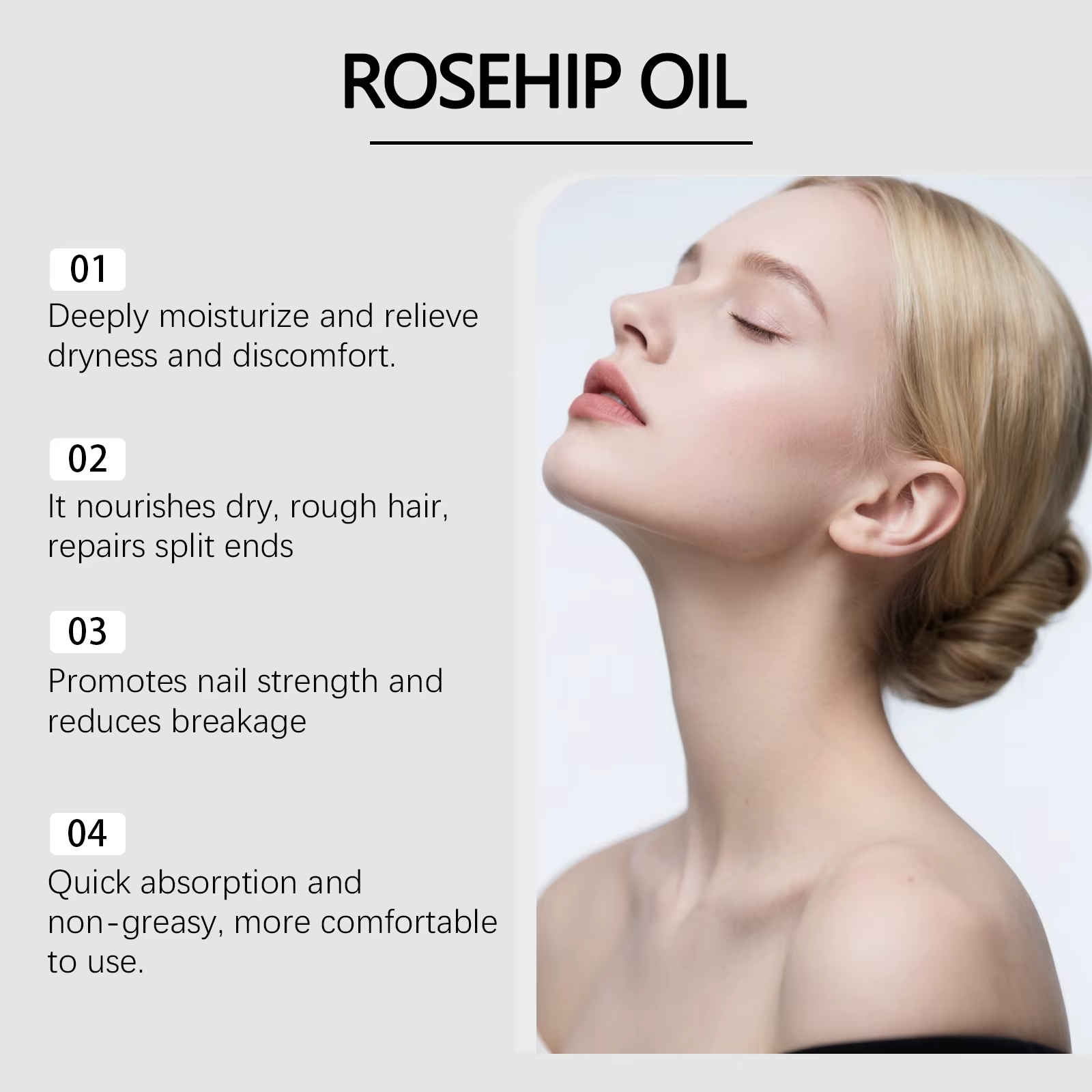 Sérum Traitant Anti-Âge à l'Huile Essentielle de Graines de Rose Musquée Naturelle, Raffermissant, Rafraîchissant, Lissant et Nourrissant pour la Peau, Huiles Essentielles pour le Corps