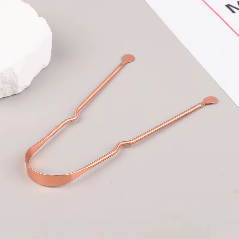 Grattoir à langue en cuivre pur, nettoyeur de langue en cuivre, grattoirs à langue portables, outils de nettoyage buccal
