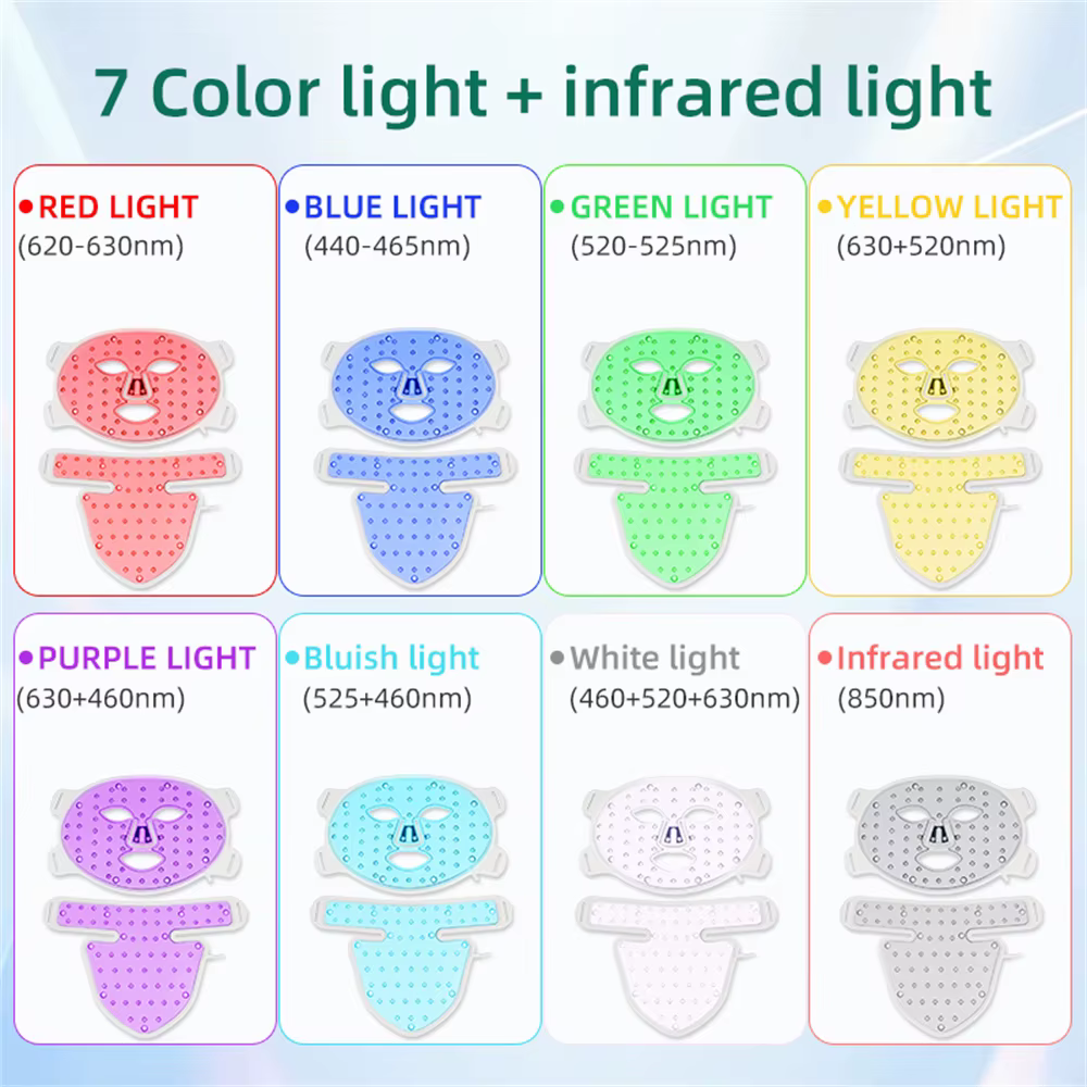 Masque Facial LED avec cou 8 couleurs