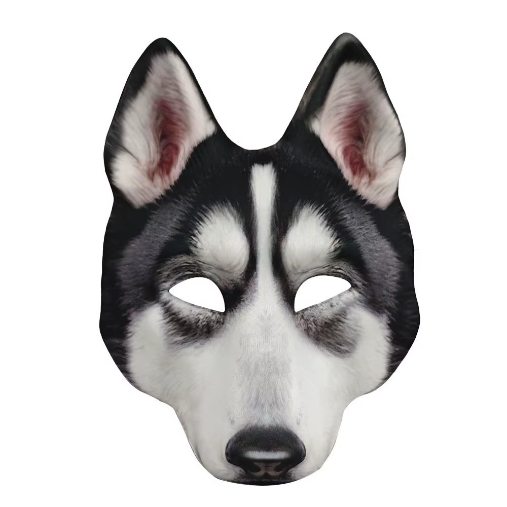 Masque de loup-garou drôle d'halloween, accessoires de fête, tigre Husky EVA, sangle élastique, Cosplay, demi-masque unisexe
