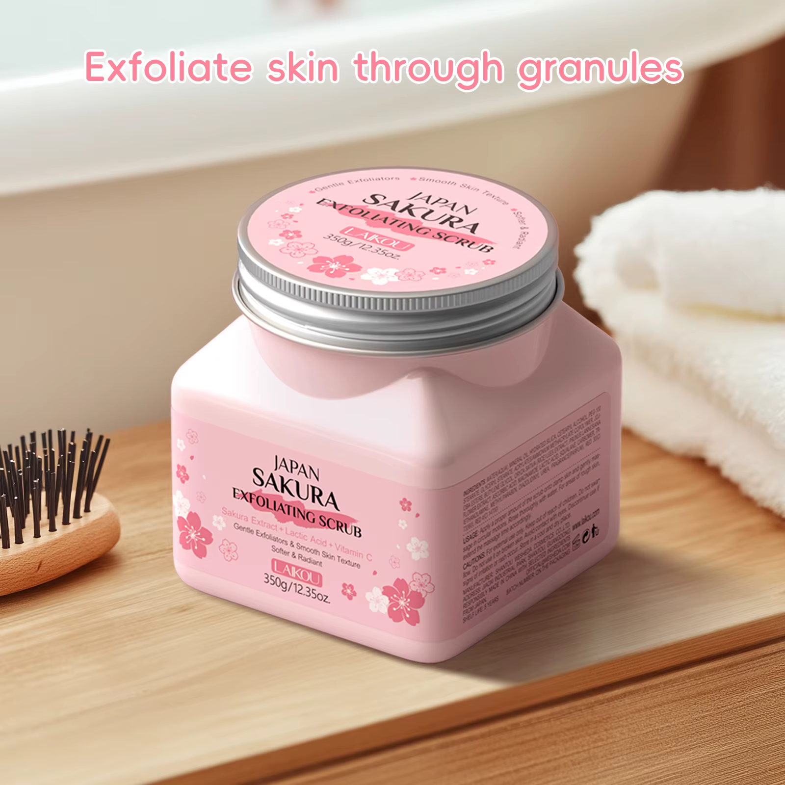 LAIKOU Gommage exfoliant pour le visage à la fleur de cerisier Nettoyage en douceur des peaux mortes
