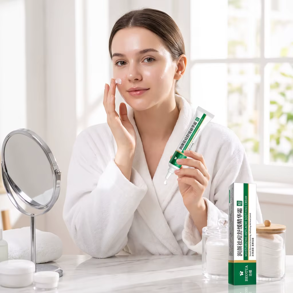 Crème Apaisante Hydratante Soin Visage Calme les Rougeurs et les Boutons Améliore les Éruptions Cutanées Lisse la Peau Traitement Quotidien Doux des Imperfections