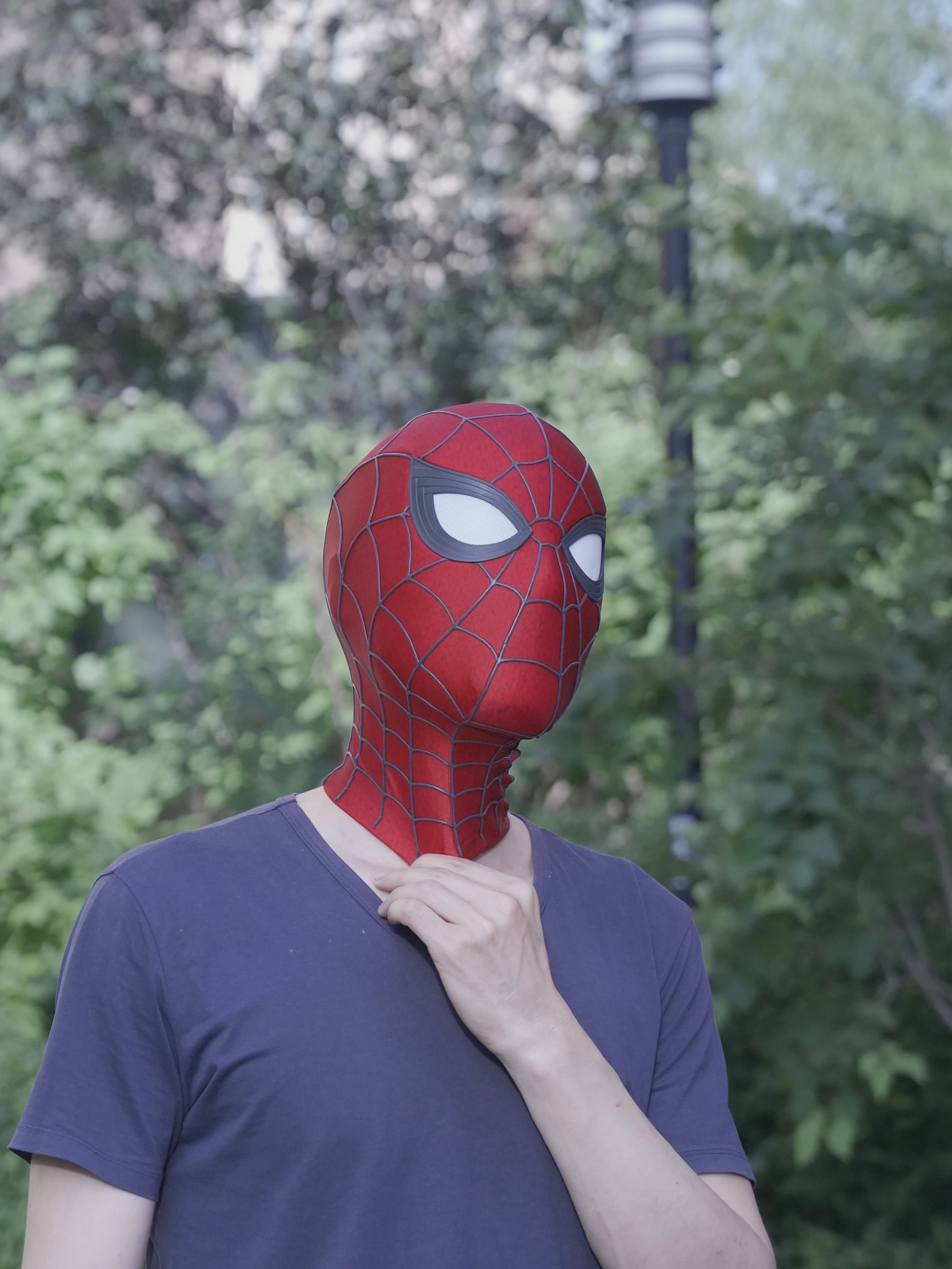 Nouvelle Masque Spider-Man Quatre en un, Version Tom Holland, Réplique Filmique Faite à la Main, Rouge et Noir, pour Adulte, Cosplay, Accessoire de Collection