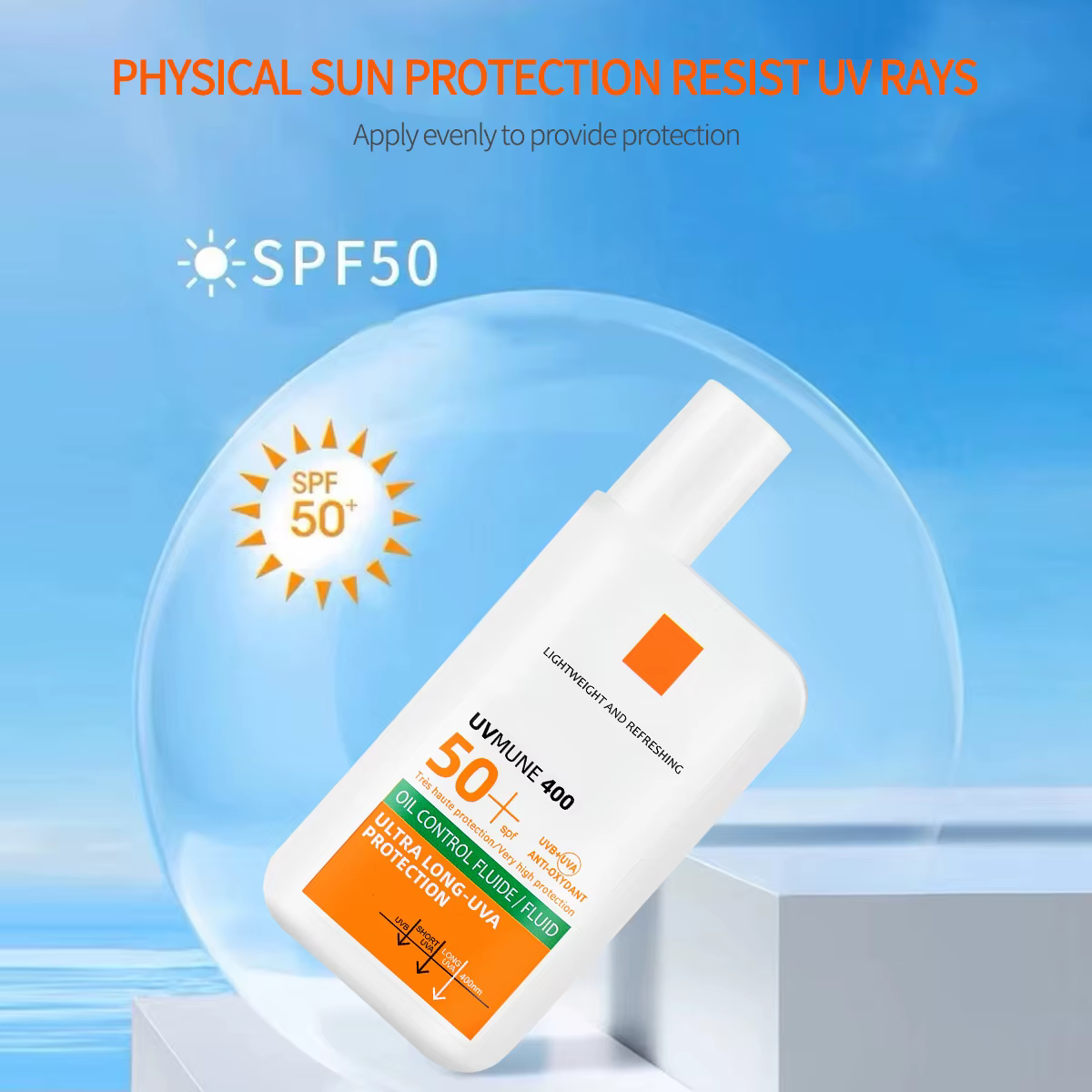 Crème solaire visage longue durée avec une protection UV élevée
