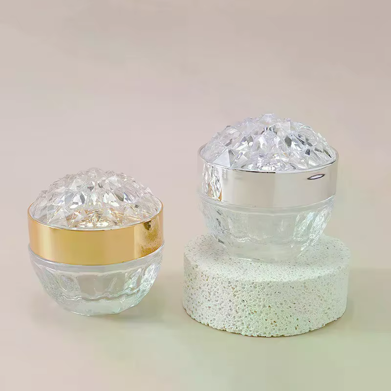 Pot de crème pour le visage en verre de luxe 50g