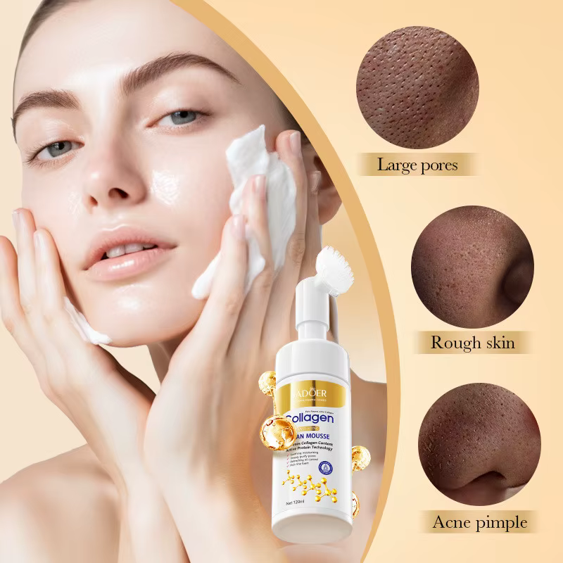 SADOER nettoyant pour le visage au collagène pour Anti-rides Mousse de nettoyage en profondeur nourrissant humidité soins de la peau 120 ml