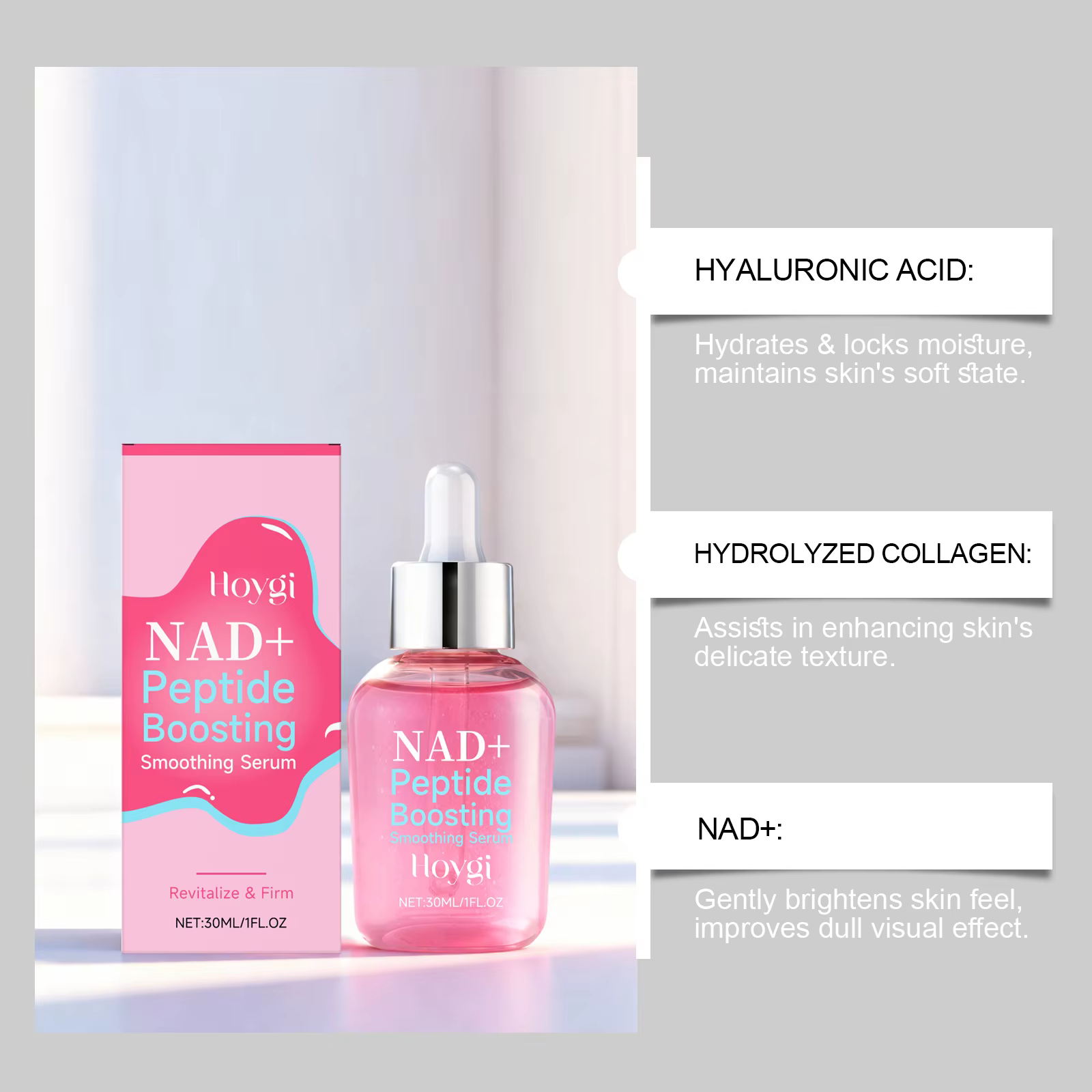 Sérum lissant et raffermissant NAD+ à base de peptides