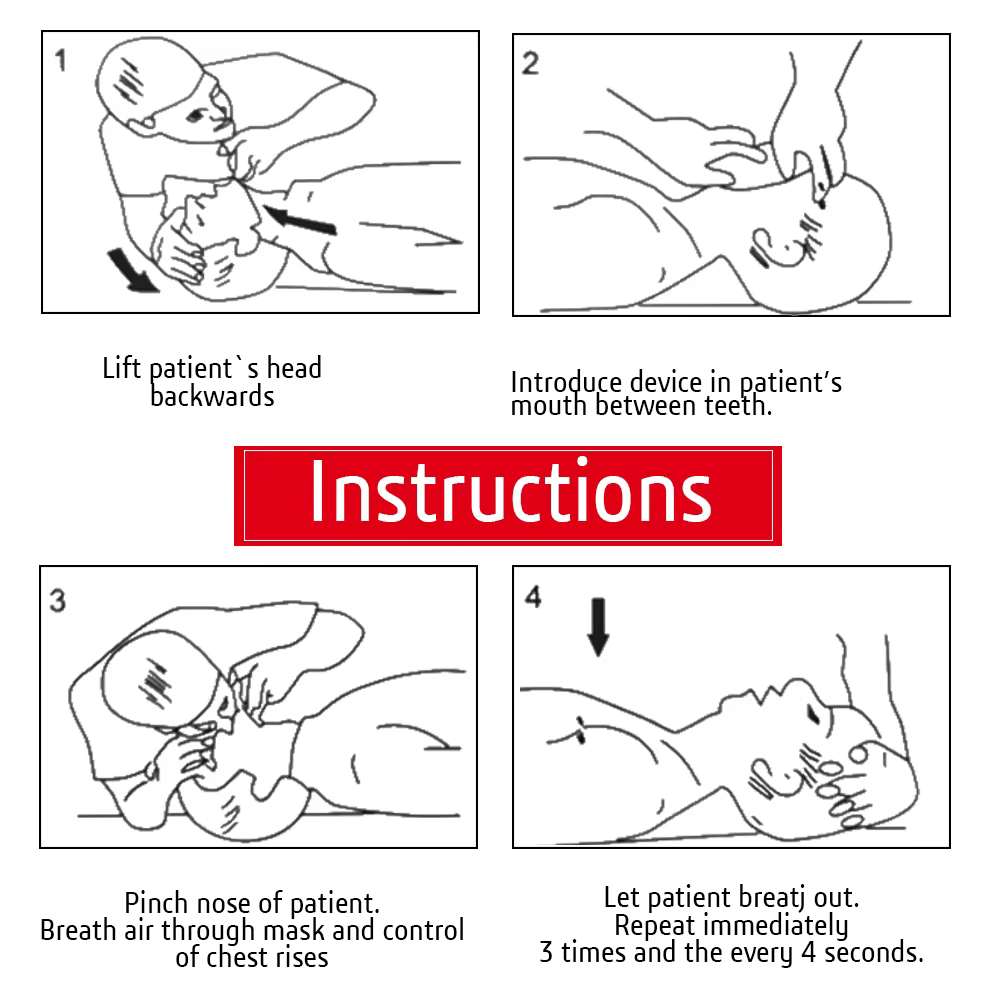 Masque de protection faciale CPR professionnel (1 à 10 pièces) – Outil de réanimation d'urgence avec porte-clés pour les premiers secours et le sauvetage en extérieur