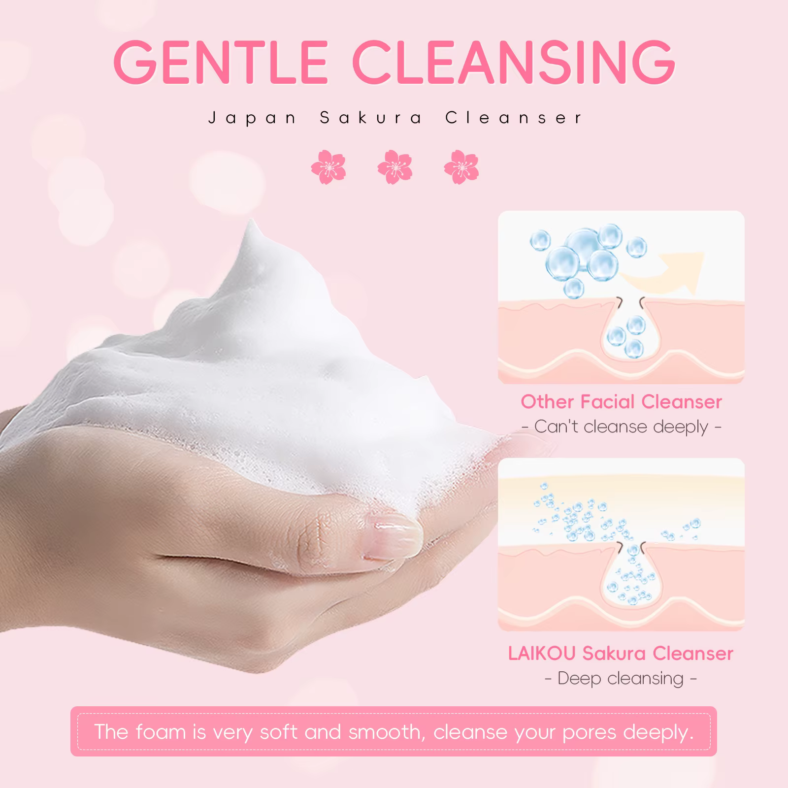 LAIKOU Sakura nettoyant pour le visage mousse lavage