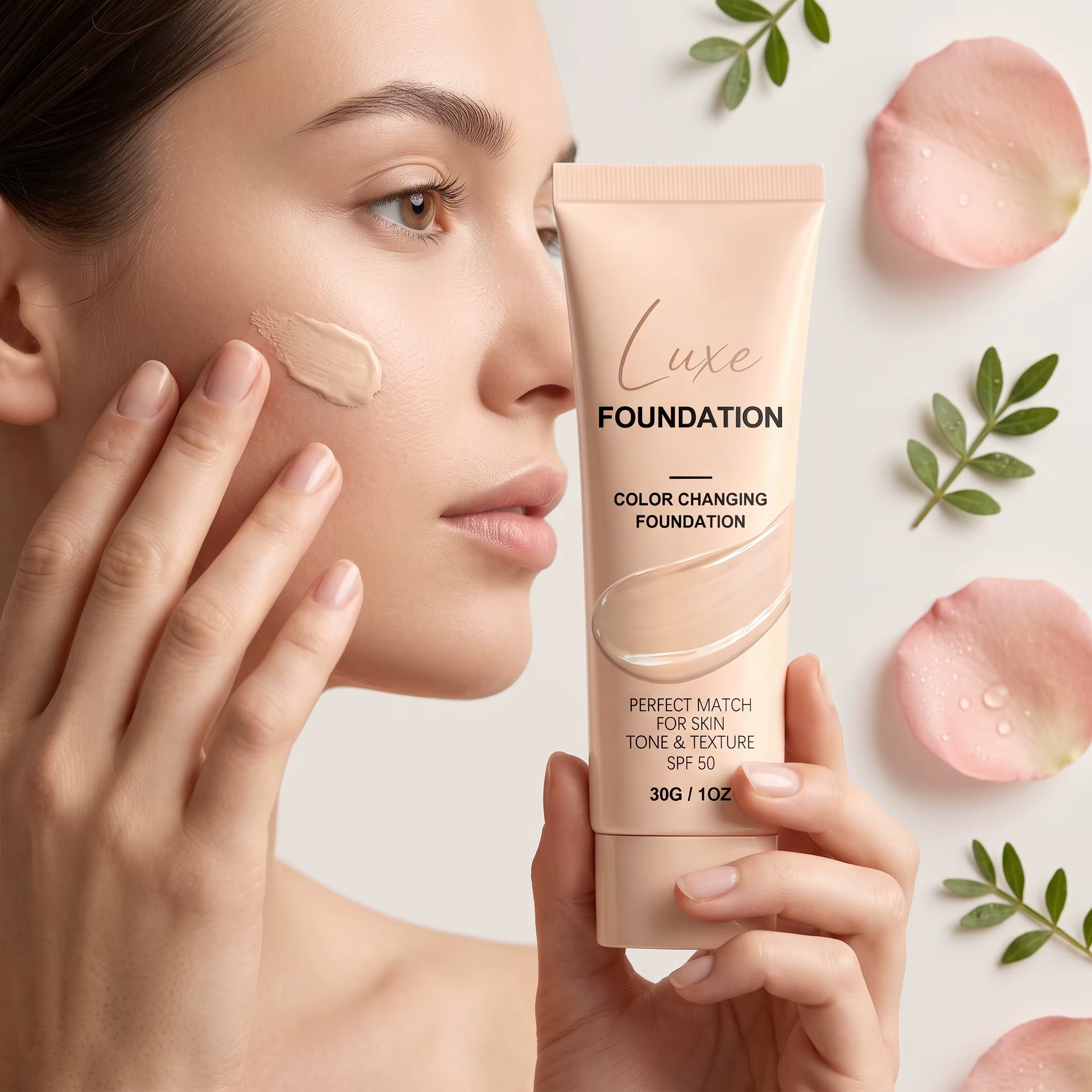 Fond de teint changeant de couleur SPF 50, couvrance naturelle, fond de teint liquide ajustable, léger, longue tenue, base de maquillage pour tous les types de peau