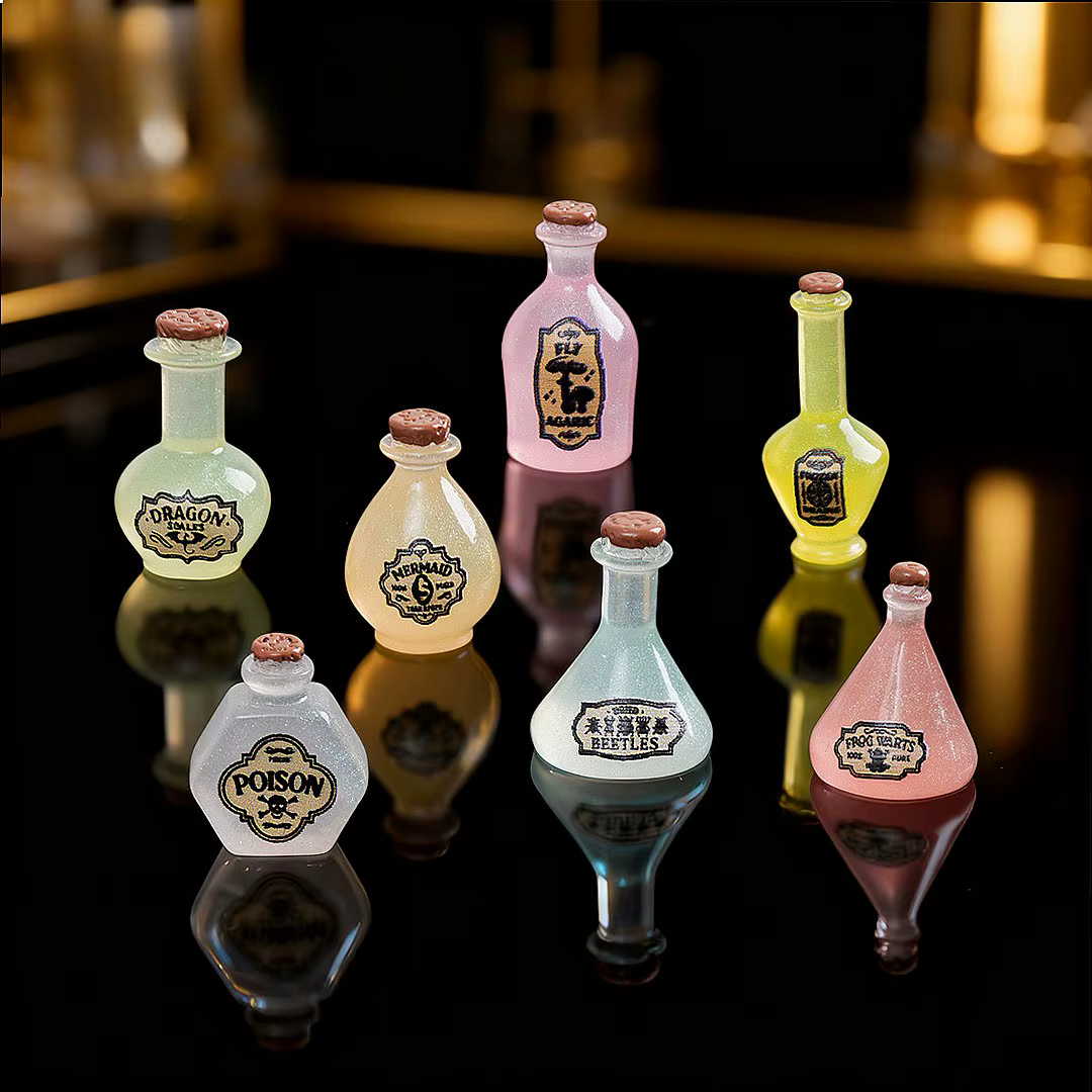 100 mini-bouteilles de potion magique lumineuses en résine, accessoires de décoration pour maison de poupée, bricolage pour porte-clés et bijoux