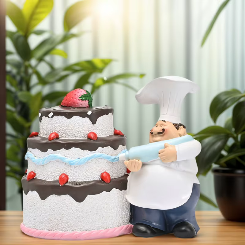 Statue de chef en crème, taille 12,8 cm/5,04 pouces, sculpture exquise, décoration d'intérieur, convient pour la chambre à coucher, le salon
