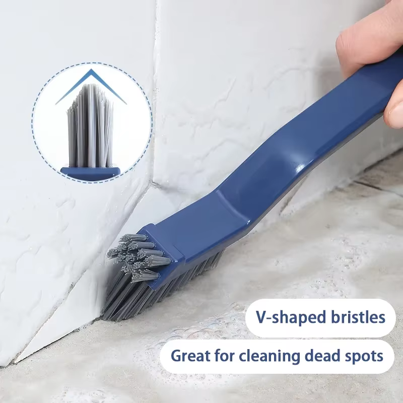 Brosse de nettoyage multifonctionnelle 2-en-1 pour salle de bain et carrelage - Nettoyeur efficace des coins et des interstices