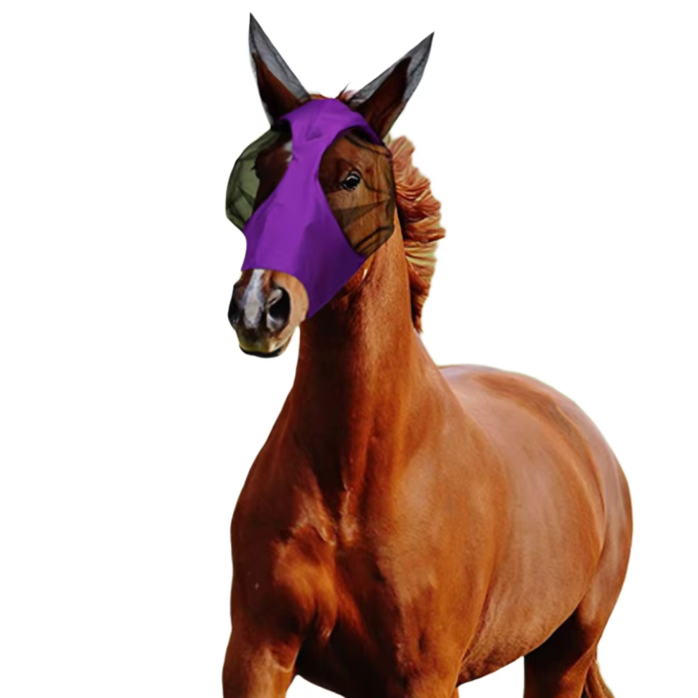 Masque anti-mouches pour chevaux, masque facial de course pour chevaux, couverture anti-insectes pour le visage du cheval, 1 pièce