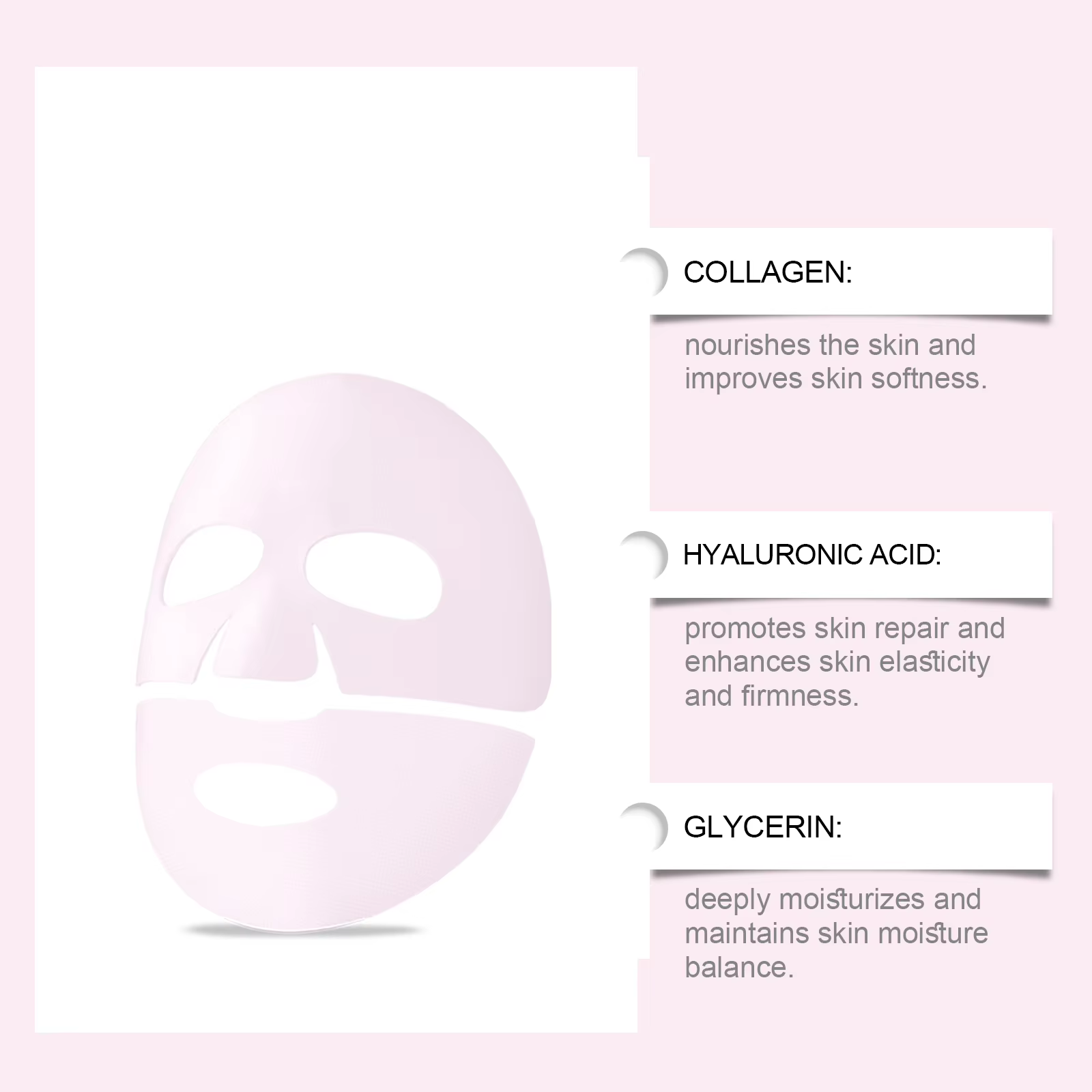 Masque facial hydratant au collagène