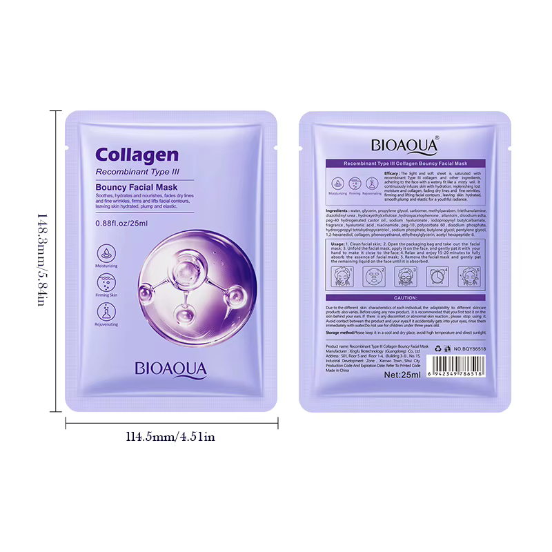 10 pièces BIOAQUA collagène masques pour le visage Anti rides anti-âge hydratant blanchissant masque Facial produits de