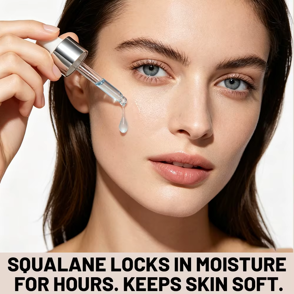 Sérum repulpant au squalane et aux peptides de cuivre pour le visage - Hydratant raffermissant à l'acide hyaluronique