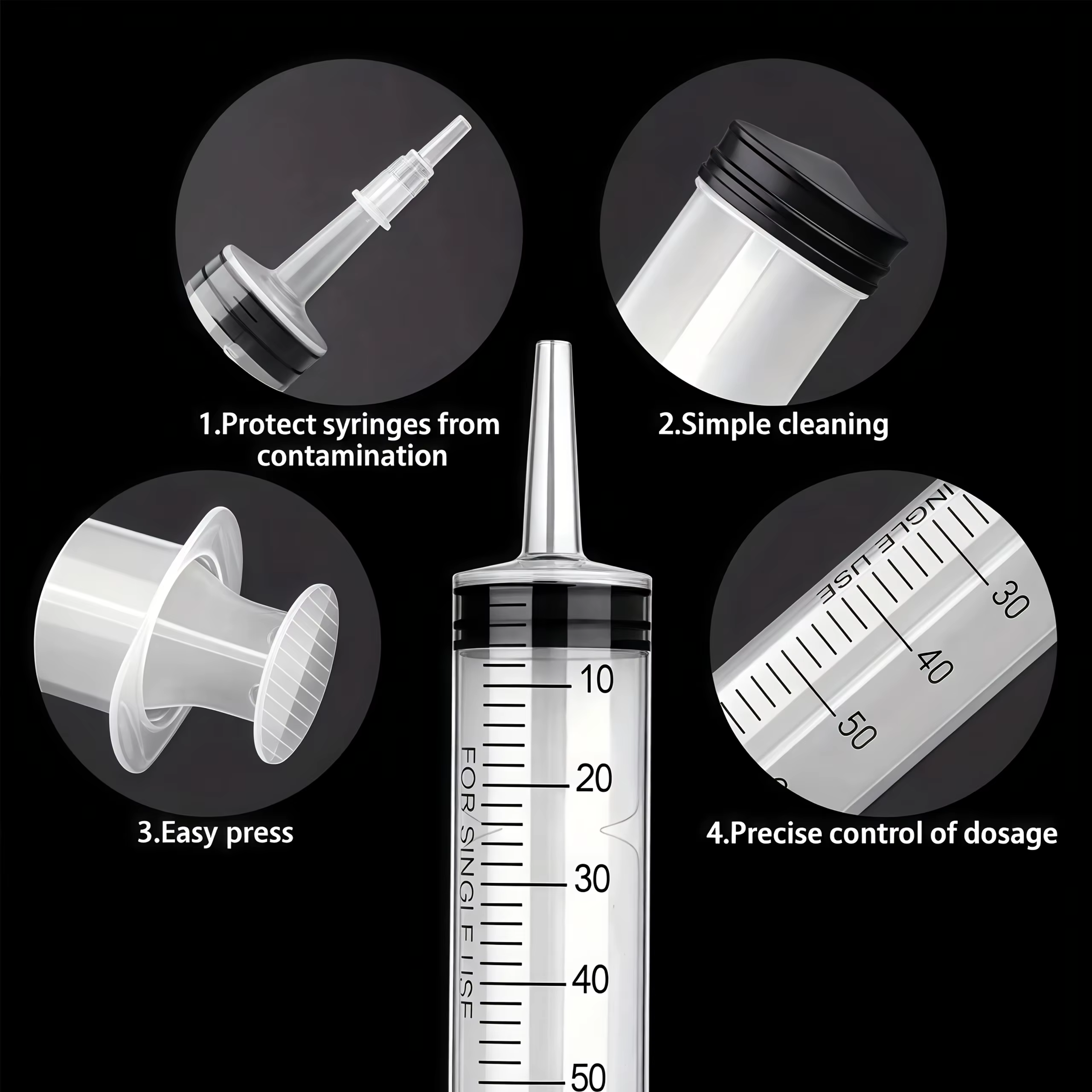 Seringue de 20 ml/60 ml/100 ml/150 ml, seringue en plastique, utilisée pour les laboratoires scientifiques, le transfert de liquides, l'irrigation des plantes, le parfum, l'encre, le changement d'eau 