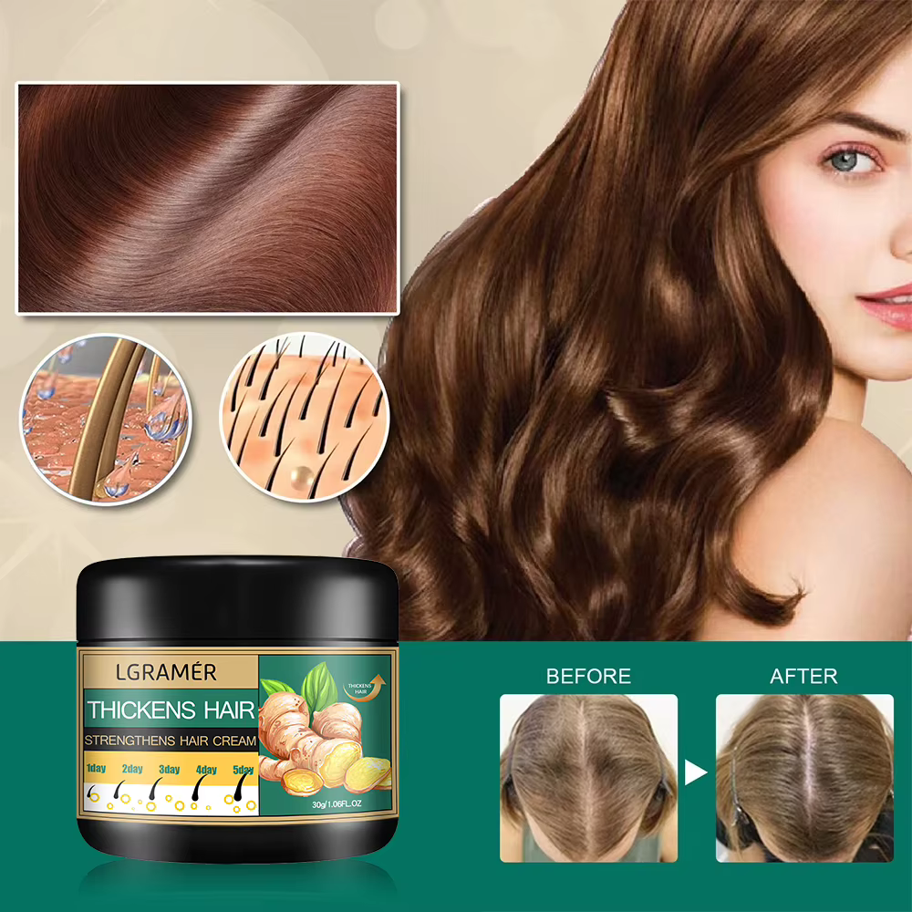 Produits pour la croissance des cheveux crème réparatrice pour la repousse du gingembre prévenir la perte de cheveux traitement de la calvitie cheveux denses beauté soins capillaires hommes femmes
