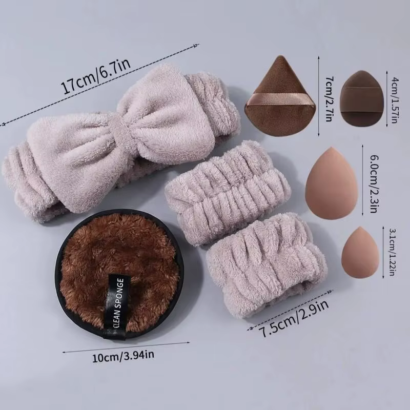 Kit de soins du visage professionnel 20 pièces-ensemble complet d'outils de nettoyage et de maquillage avec bandeau