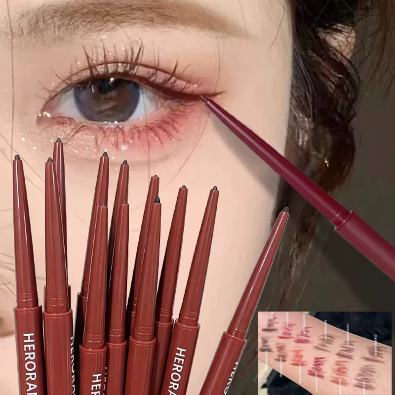 Crayon Gel Eyeliner 12 Couleurs Imperméable Lisse Rouge Brun Facile à Appliquer Fard à Paupières Naturel Stick de Contour Mat Maquillage Aegyosal