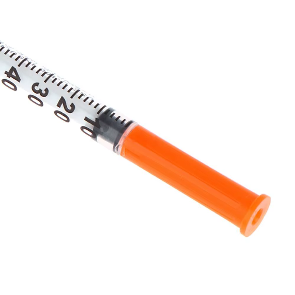 Seringue vétérinaire en plastique jetable de 1ml, 10 pièces, capuchon Orange, seringue à insuline stérile avec aiguilles pour animaux de ferme, chat, chien, cochon