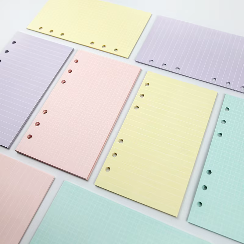 A5 A6 40 feuilles coloré feuilles mobiles cahier recharge spirale classeur Index papier Pages intérieures planificateur quotidien ligne grille Agenda blanc