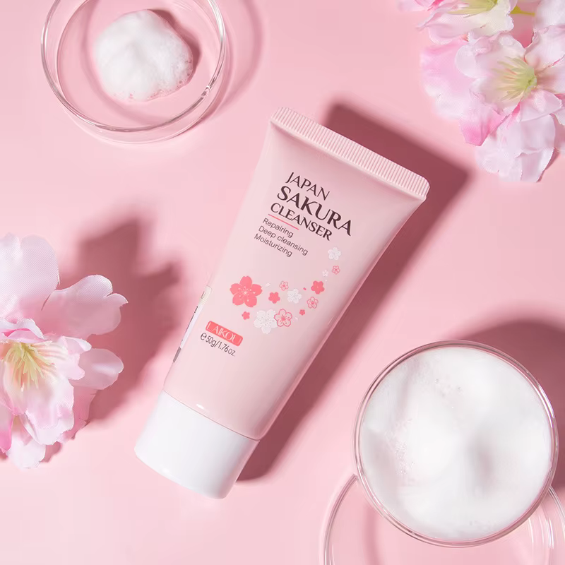 LAIKOU japon Sakura nettoyant doux nettoyage en profondeur contrôle de l'huile hydratant rétrécit les Pores visage