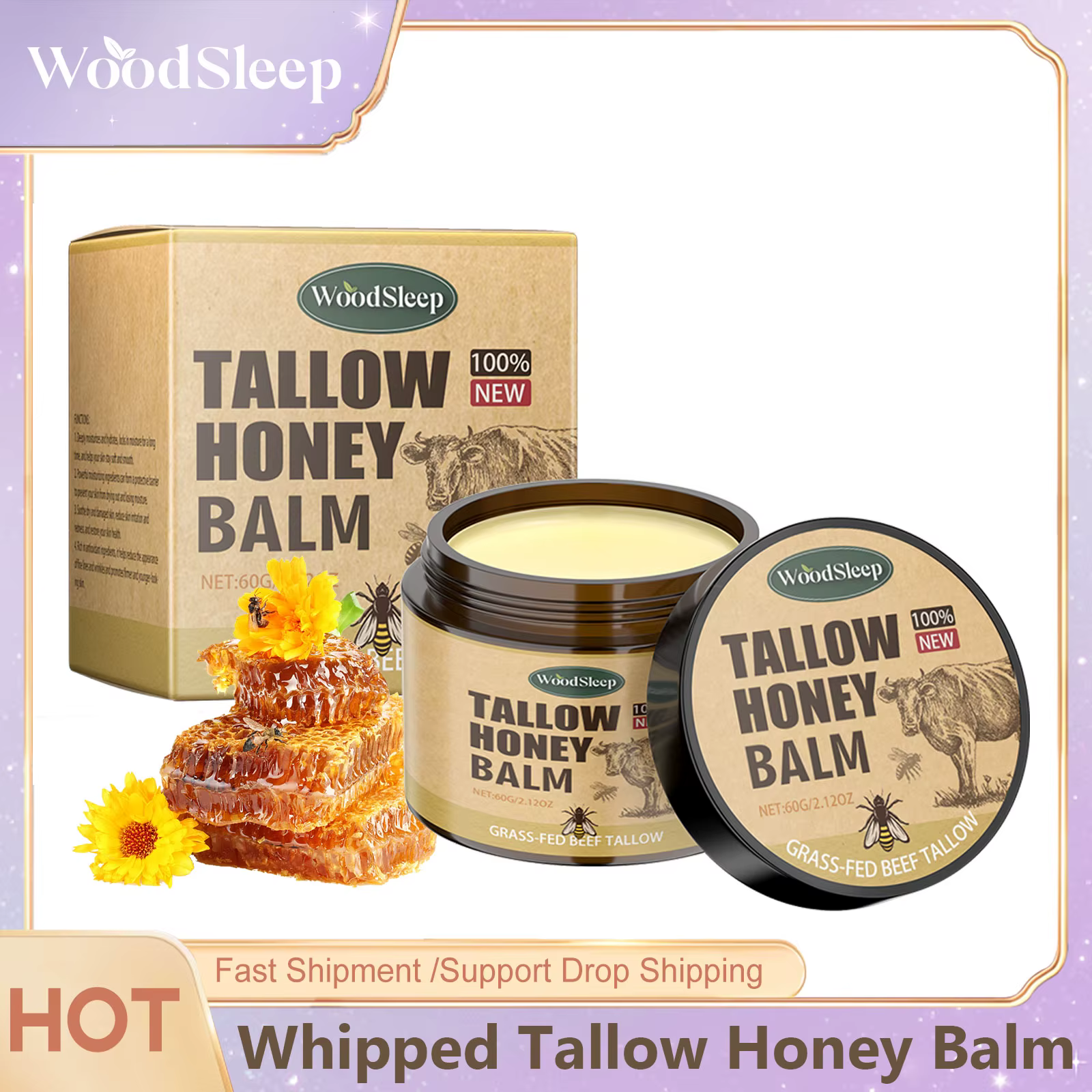 Baume fouetté au Tallow de boeuf et au miel