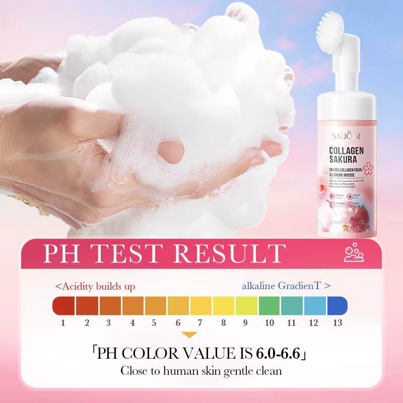 SADOER Mousse Nettoyante Visage au Sakura Hydratante Anti-âge pour Massage Facial