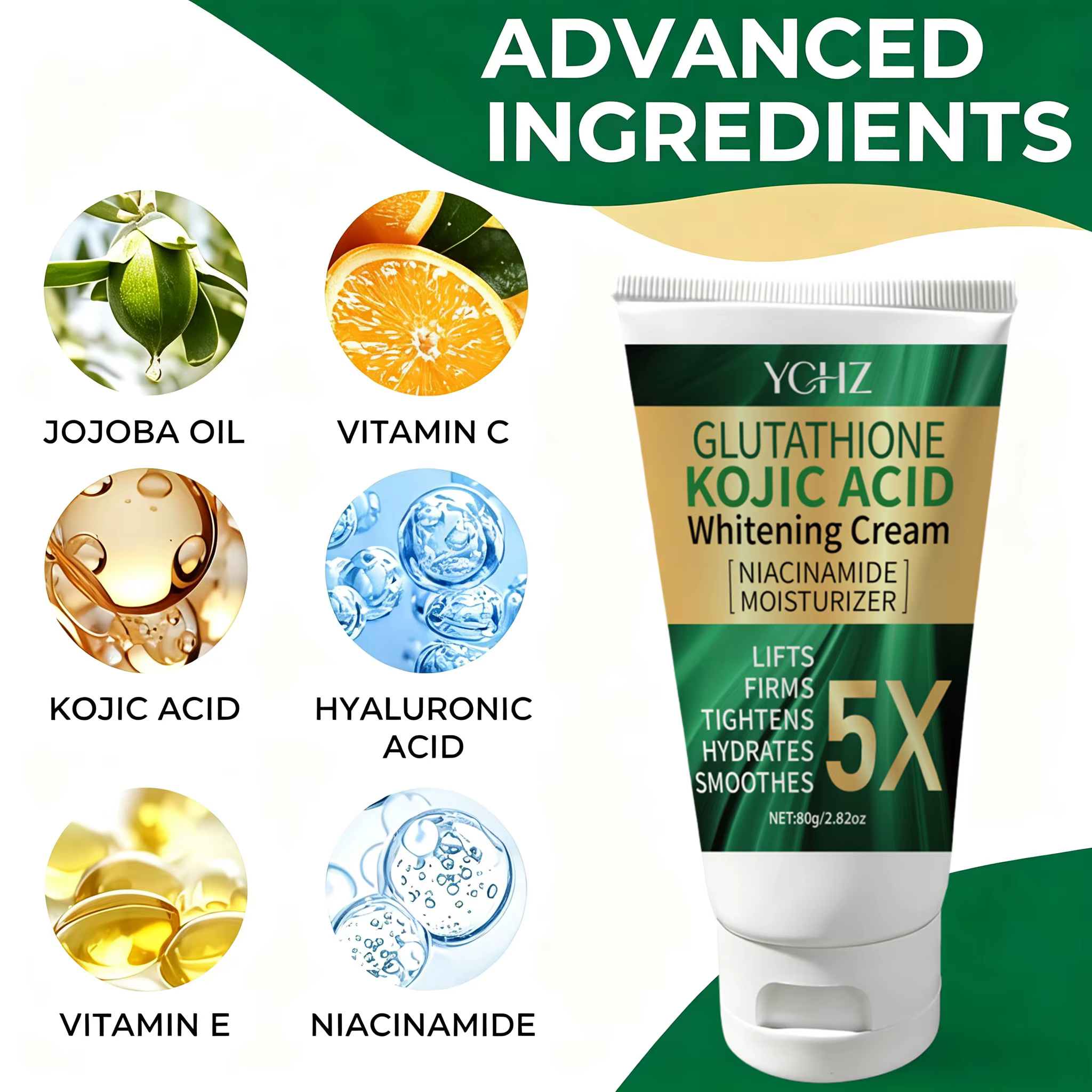 Crème pour le visage à l'acide kojique 5X