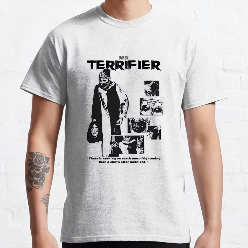 T-shirt imprimé 100% coton pour hommes, the Clown Art, apk movie terrifier 2 slasher film effrayant halloween scream film killer clown