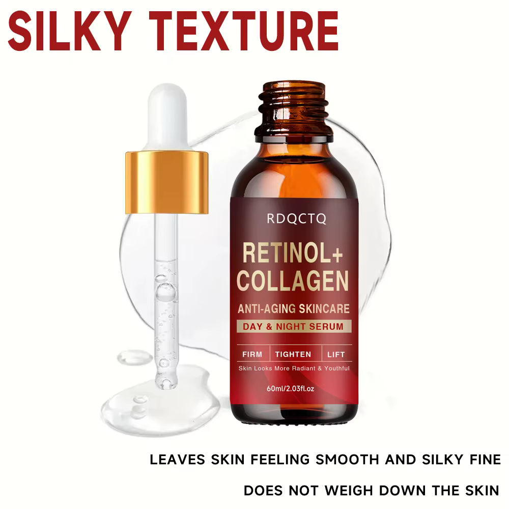 Sérum de jour et de nuit anti-âge au collagène au rétinol-essence raffermissante pour le visage pour la formule de soin de la peau à l'éclat jeune avec hydrat
