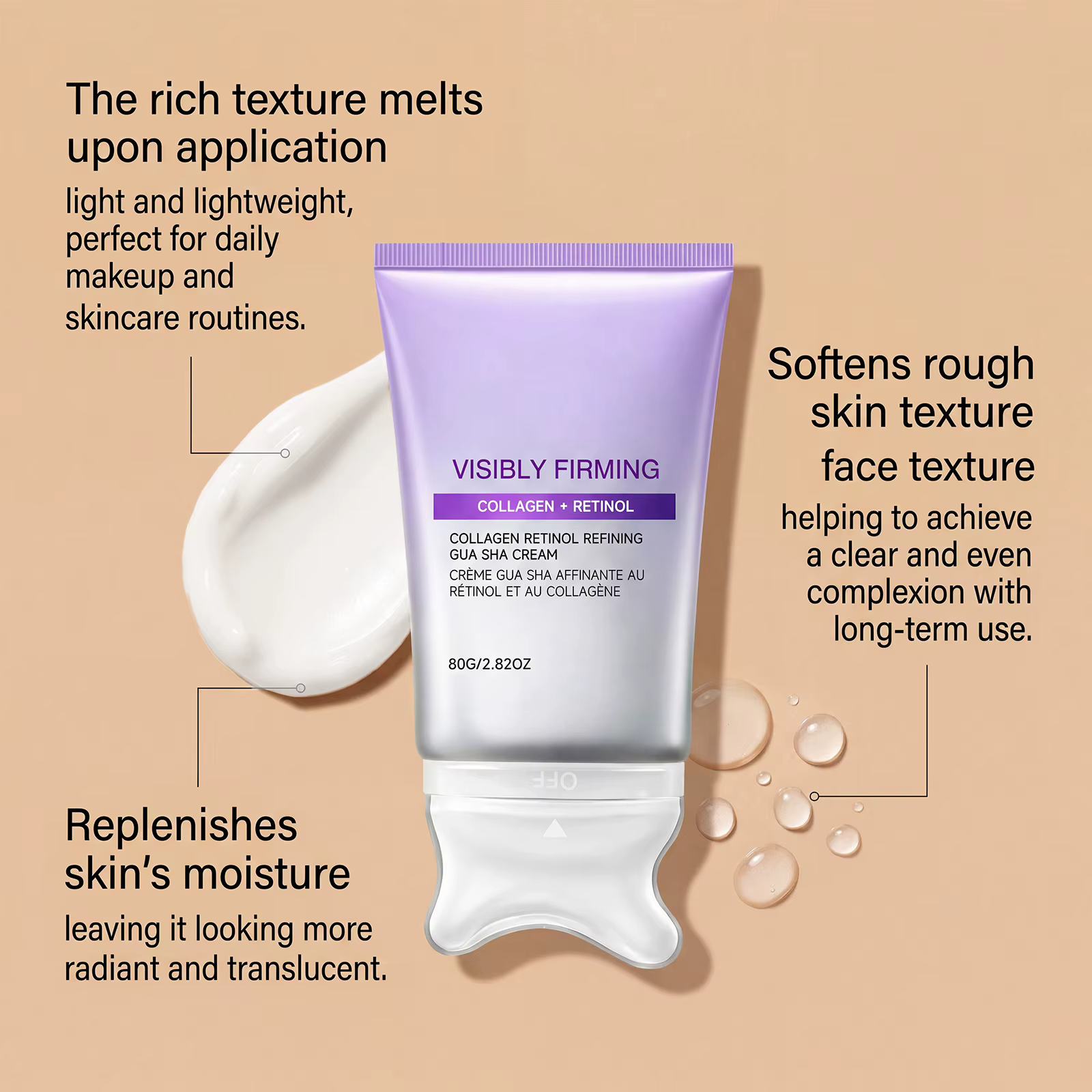 Crème raffermissante pour le visage avec applicateur masseur