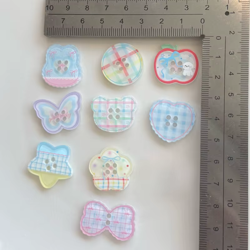 Boutons de dessin animé frais couleur bonbon, 10 pièces, accessoires de bricolage pour vêtements d'enfants, épingles à cheveux, coque de téléphone en Gel crème, décor à dos plat