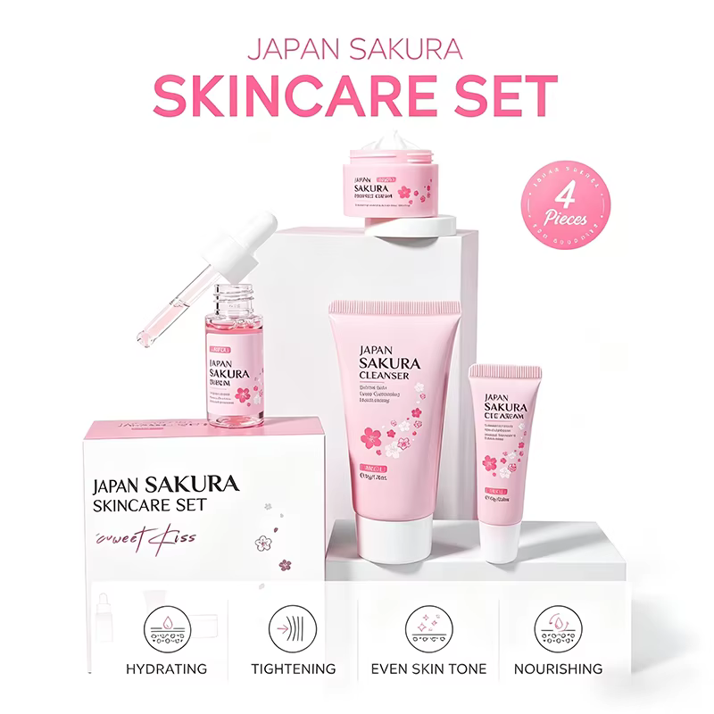 Coffrets de soins pour la peau Laikou Sakura avec nettoyant