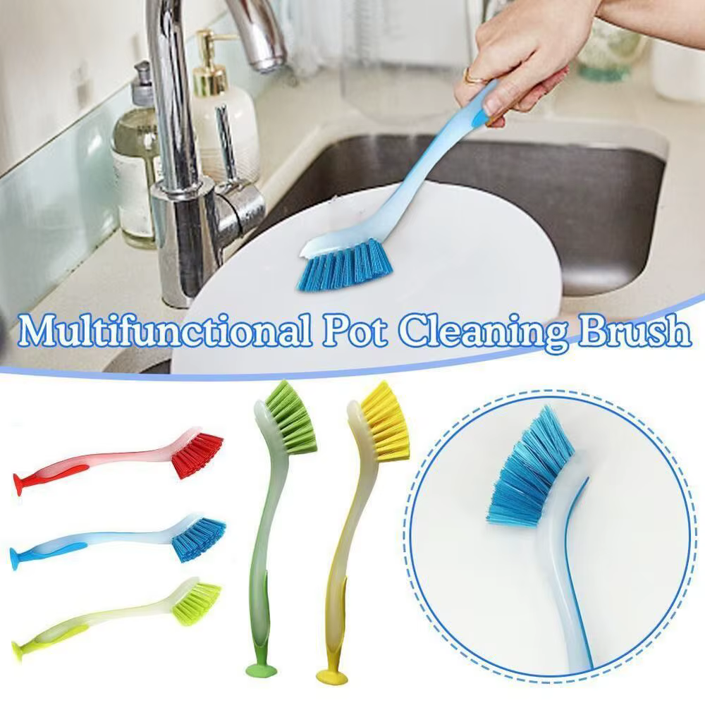 Brosse de lavage à ventouse verticale, bol, pot, plat, livres de cuisine