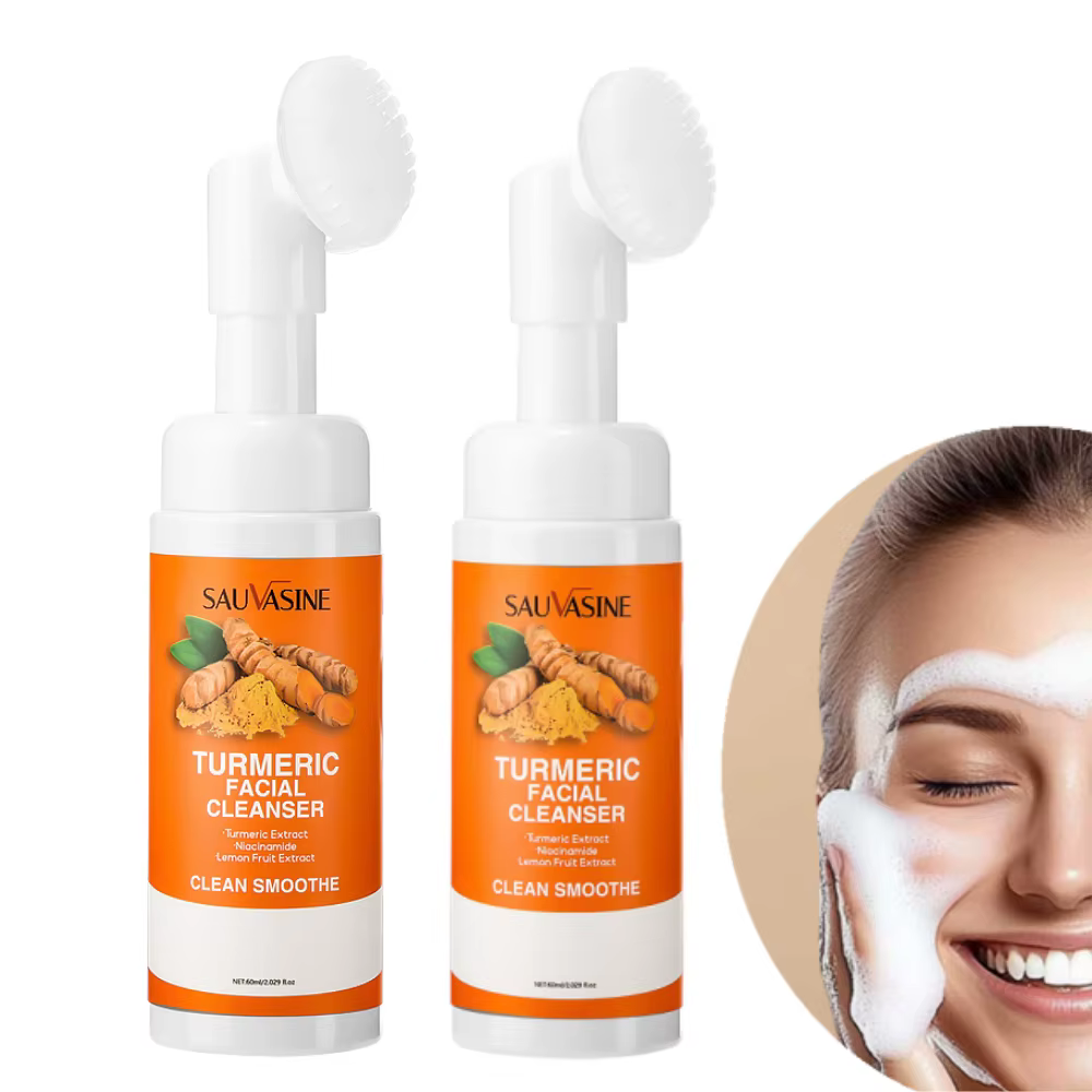Nettoyant au curcuma hydratant le visage éclaircissant le teint de la peau mousse de lavage