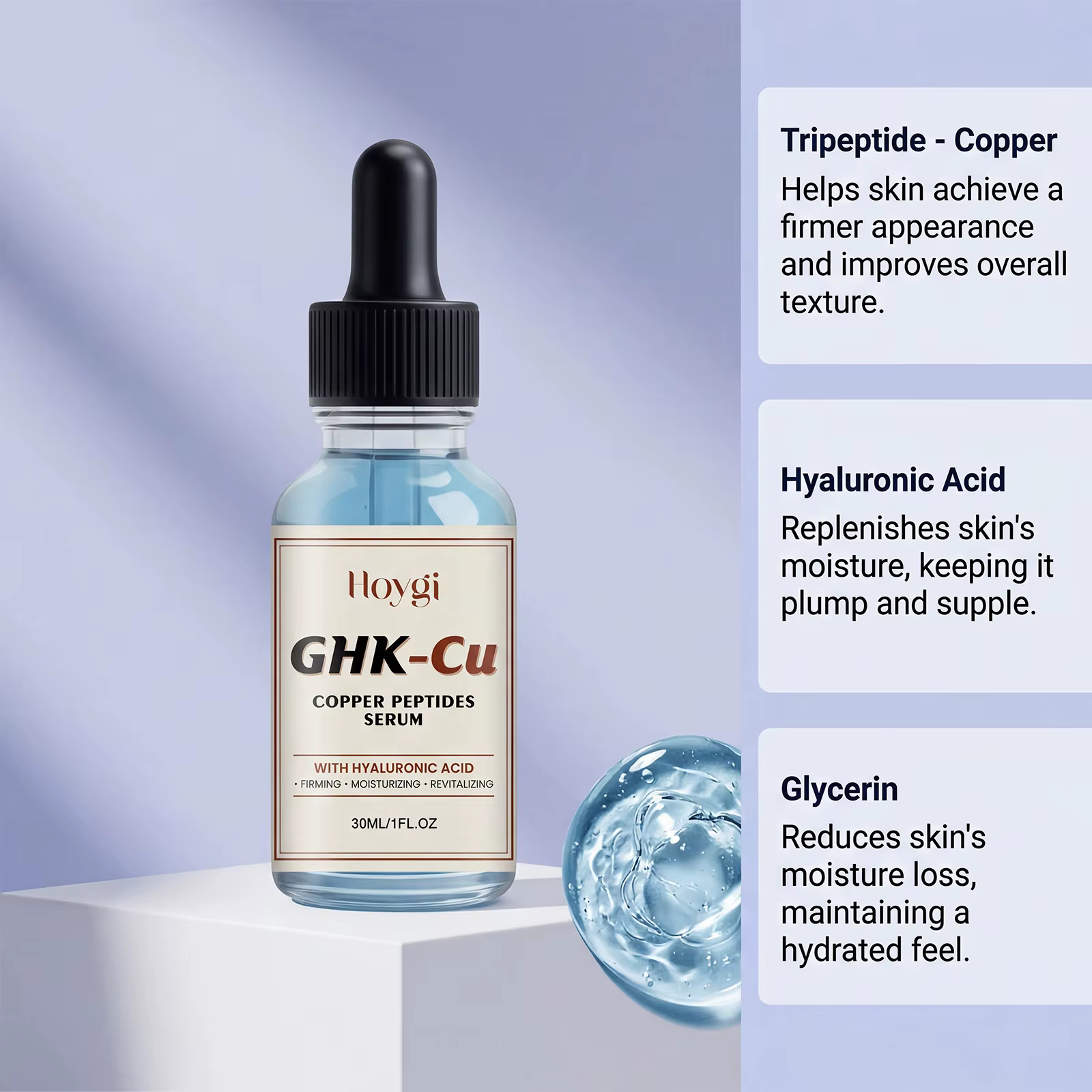 Sérum au cuivre GHK-Cu 30/60/120ml avec acide hyaluronique