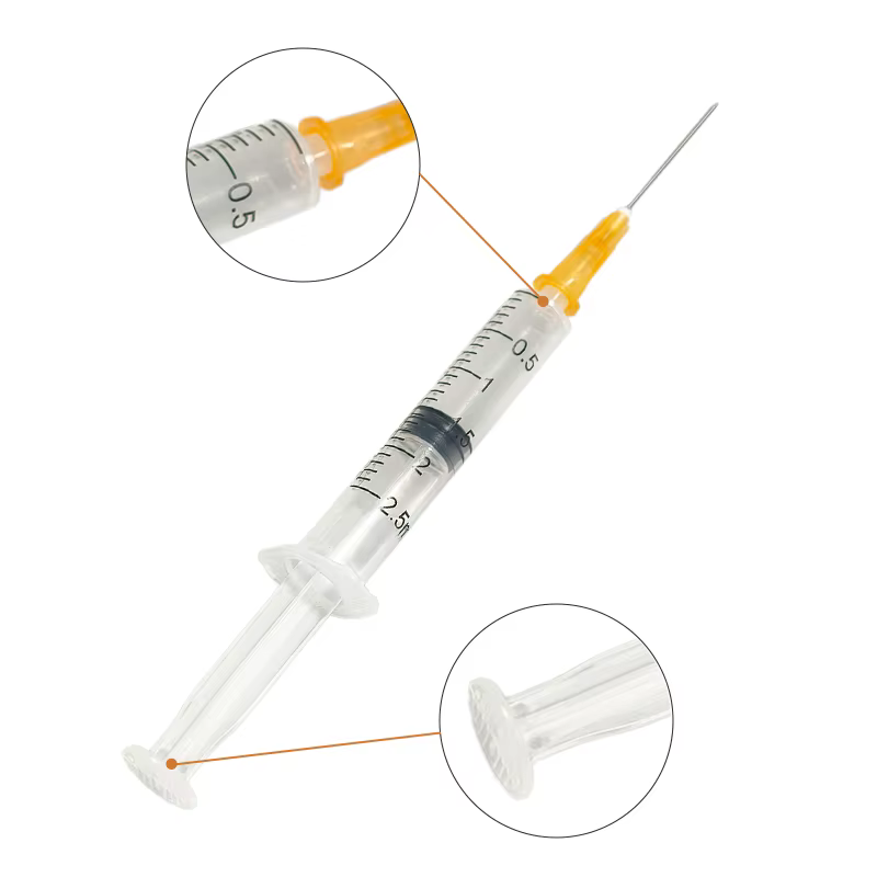 Petite seringue jetable de 2.5ml/cc, avec aiguille 25G 25mm, stérile, emballée individuellement, pour distribution industrielle, utilisation en laboratoire, 100 pièces