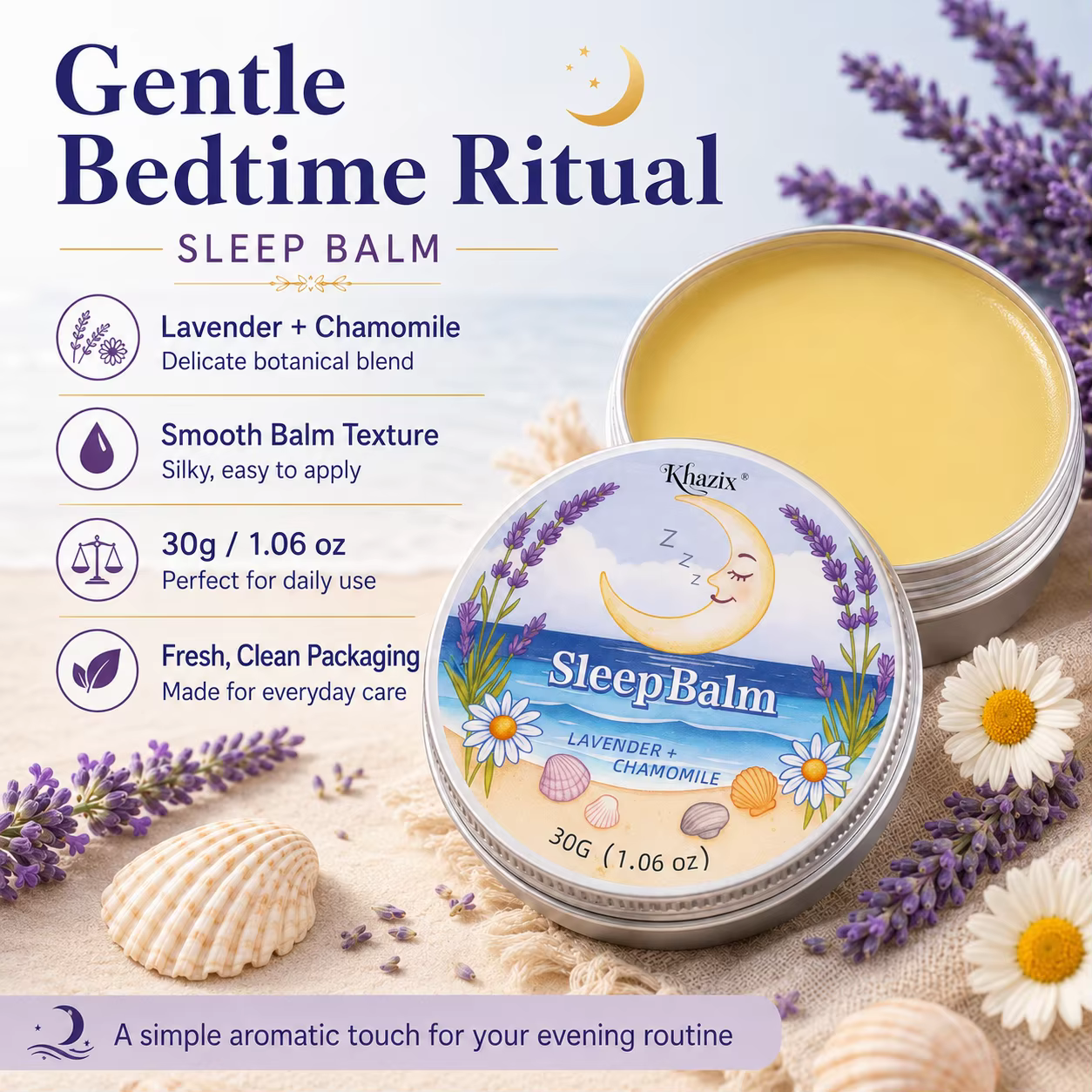 Baume de Nuit Apaisant 30g à la Lavande et à la Camomille – Arôme Relaxant
