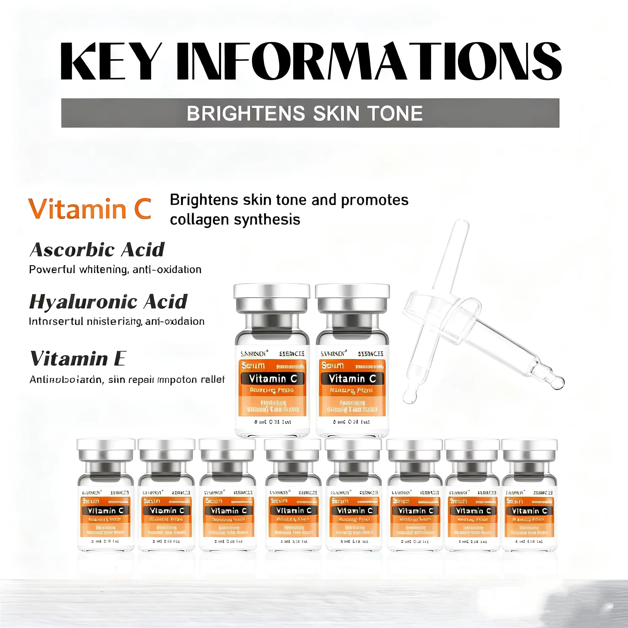 Sérum à Ampoule C vitique à Six peptides pour le visage