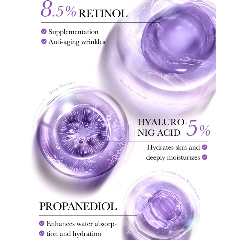 BIOAOUA Sérum Rétinol Hydratant Anti-Âge Anti-Rides Reafirmant et Éclaircissant Le Ton de la Peau 30 ml