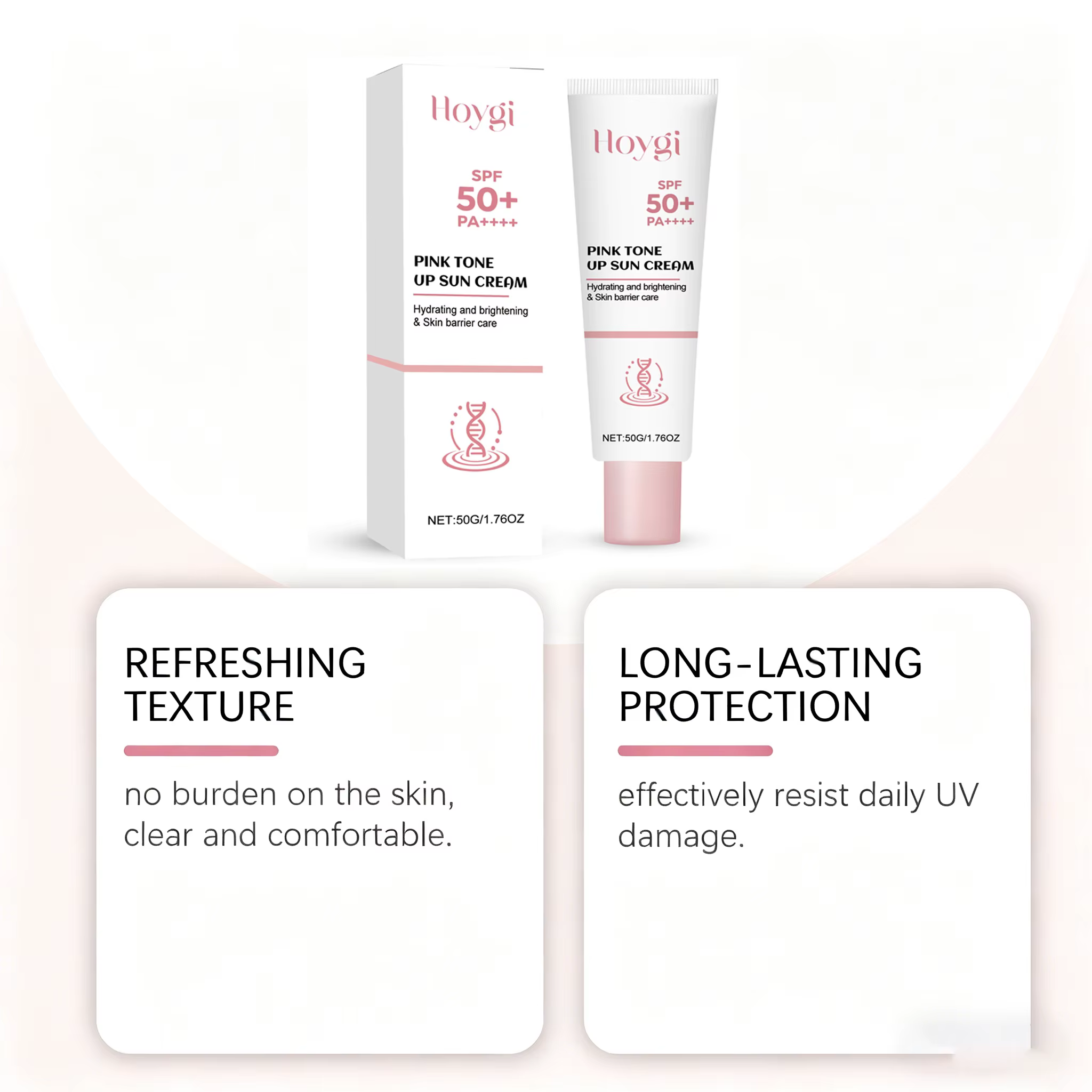 Crème solaire tonifiante rose SPF50+ PA+++ Protection UV éclaircissante