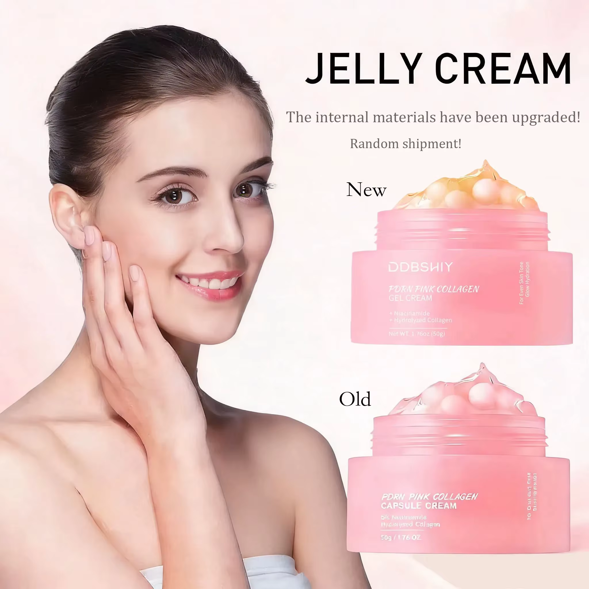 Crème Coréenne PDRN au Collagène Rose et Niacinamide pour un Teint Uniforme – Hydratant Visage Léger Non Gras