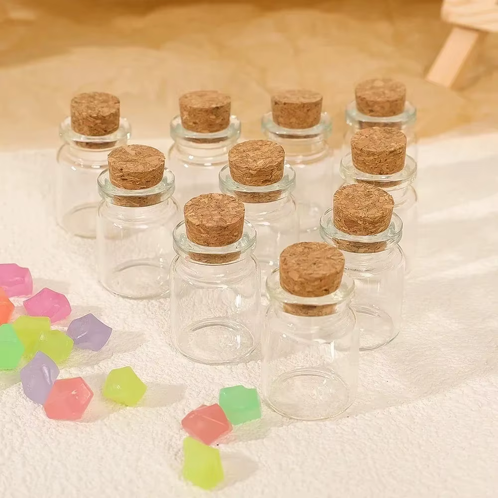 Bouteilles en verre avec bouchon en liège, 20/10 pièces, bricolage, cadeau d'anniversaire, Message vide Transparent, bouteille de souhait, décor de fête de mariage et de noël